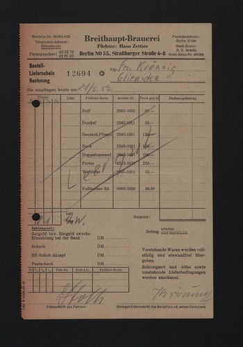 Berlin rechnung 1957 - berlin,,